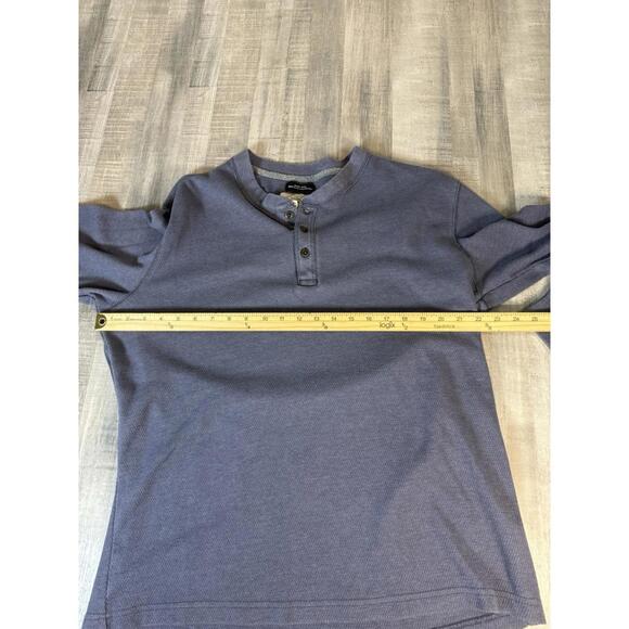 Vintage Ll Bean Five Button Henley Shirt Heavyweight Sweater Navy Blue Men’s LT - Picture 4 of 8